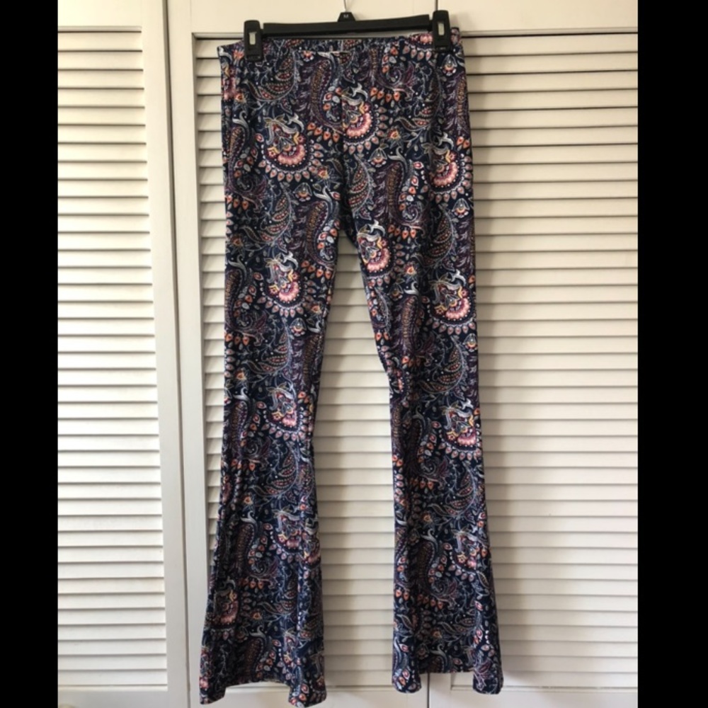70’s Stretchy Tribal Boho Bellbottom Yoga Pants